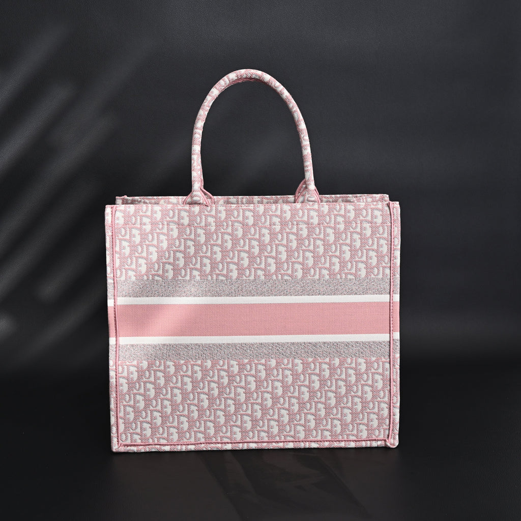 christian-dior-large-book-tote-pink-oblique-embroidery Tote