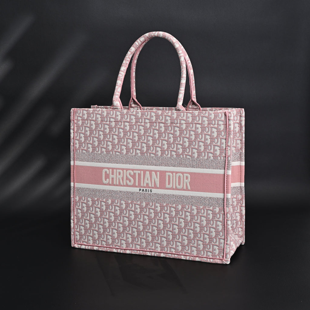 christian-dior-large-book-tote-pink-oblique-embroidery Tote